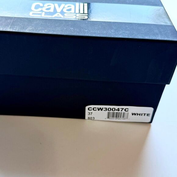 NWT Roberto Cavalli “Cavalli Class” logo hardware white low top sneaker Size 37 - Picture 11 of 16